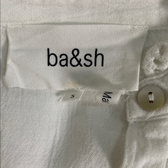 ba&sh Women’s Feely‎ Eyelet Ruffle Trim White Shirt Cottage-core Romantic Small - Picture 9 of 10